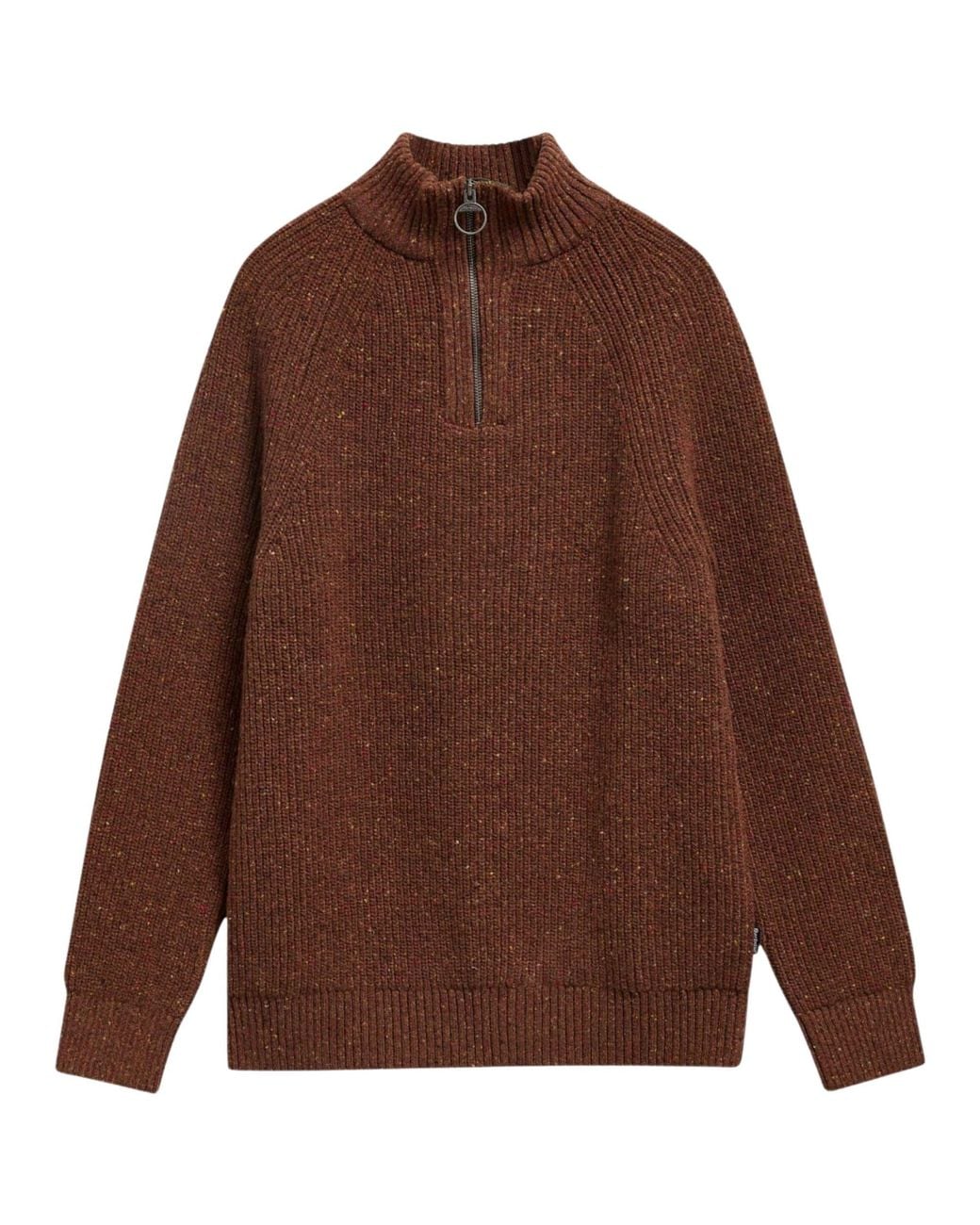 Barbour Brown Fleck Half Zip for men