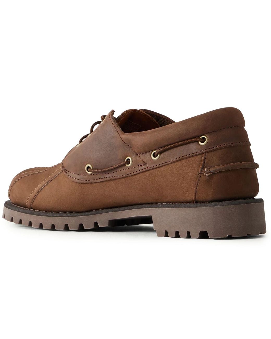 Sebago Brown Tucker Panelled Leather Boat Shoes for men