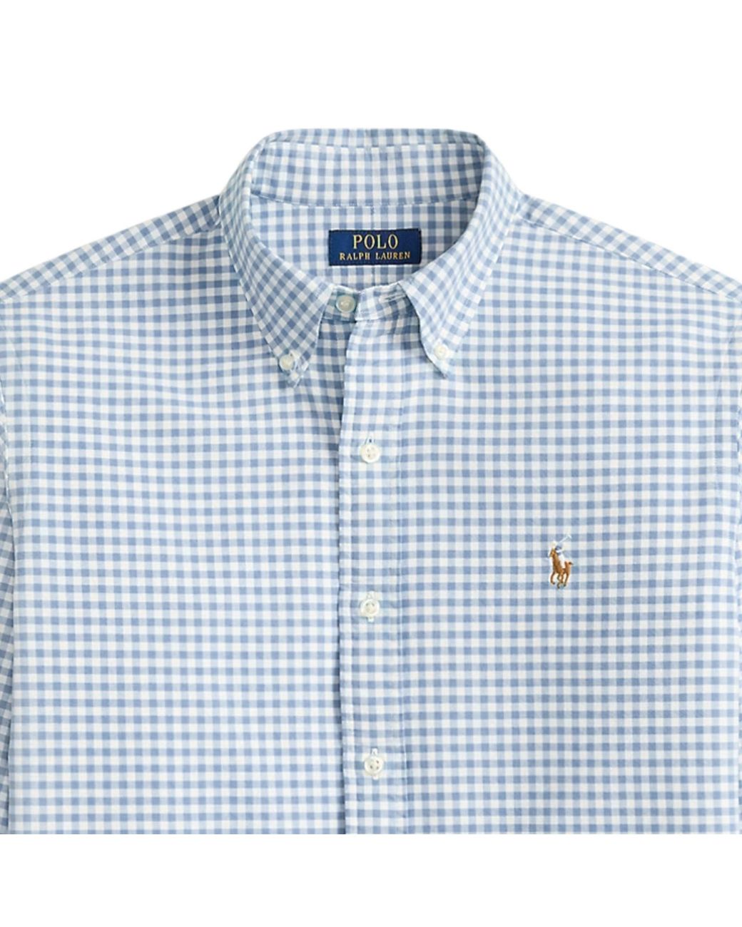 Polo Ralph Lauren Blue Custom Fit Gingham Oxford Shirt for men