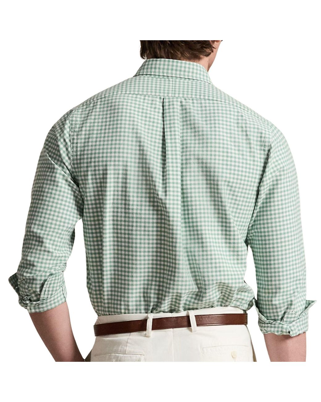 Polo Ralph Lauren Green Custom Fit Gingham Oxford Shirt for men