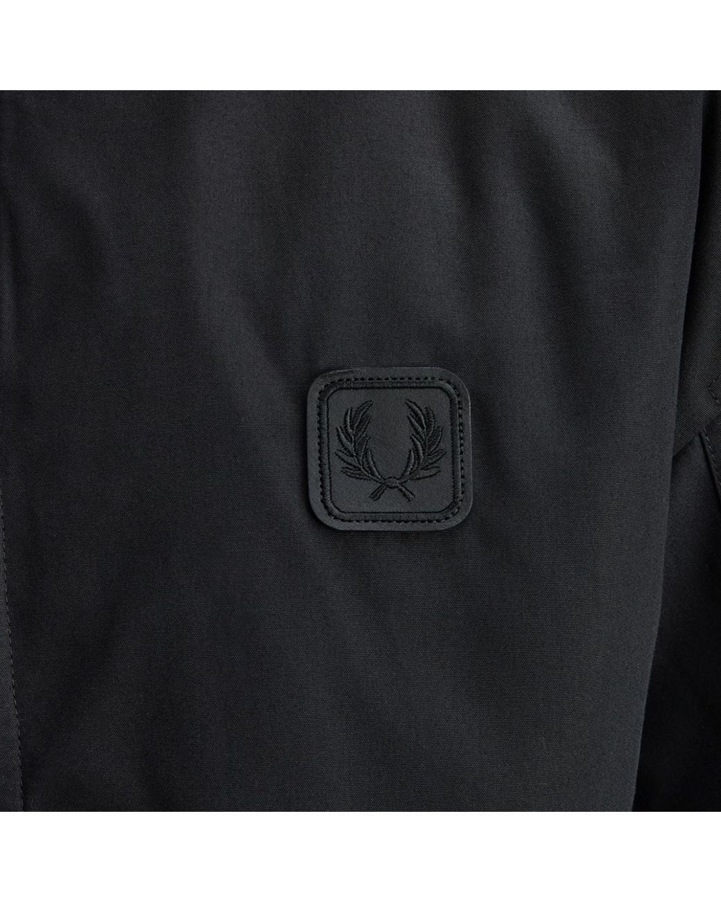 Fred Perry Black Leather Patch Bomber Jacket for men