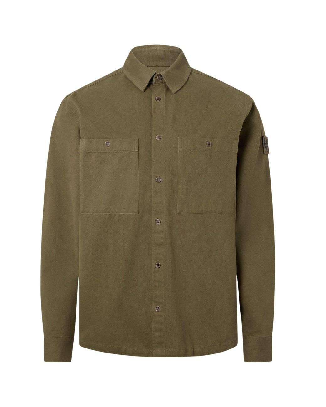 Belstaff Green Outpost Shirt Cotton Herringbone for men