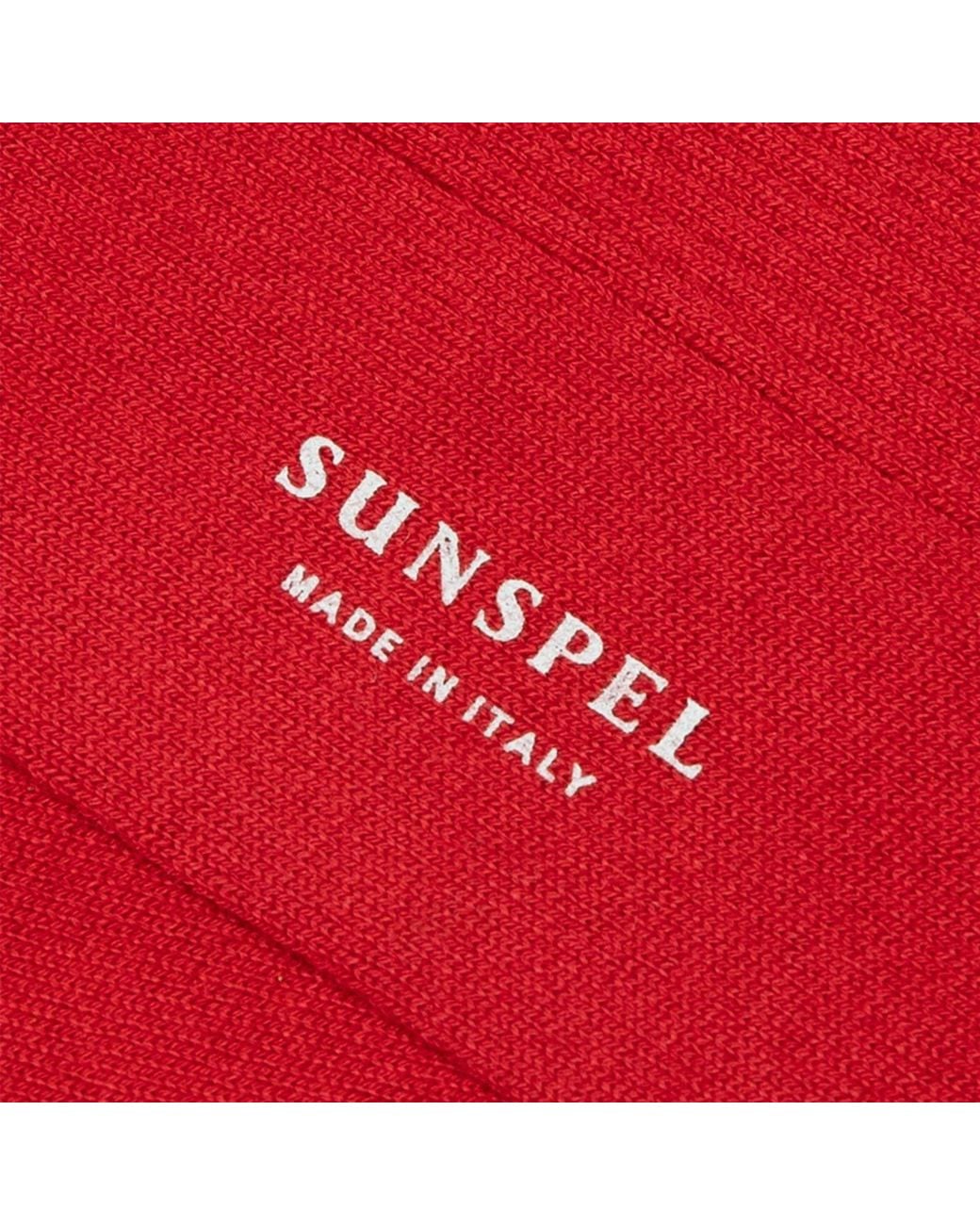 Sunspel Red Cotton Ribbed Socks for men