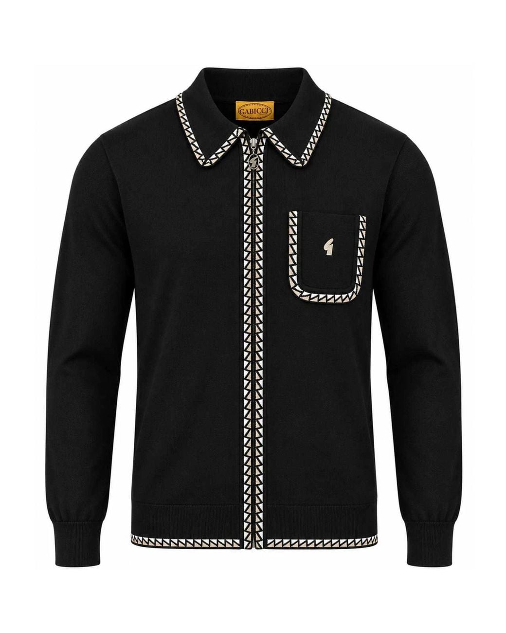 Gabicci Black Nick Long Sleeve Zip Thru Knit for men