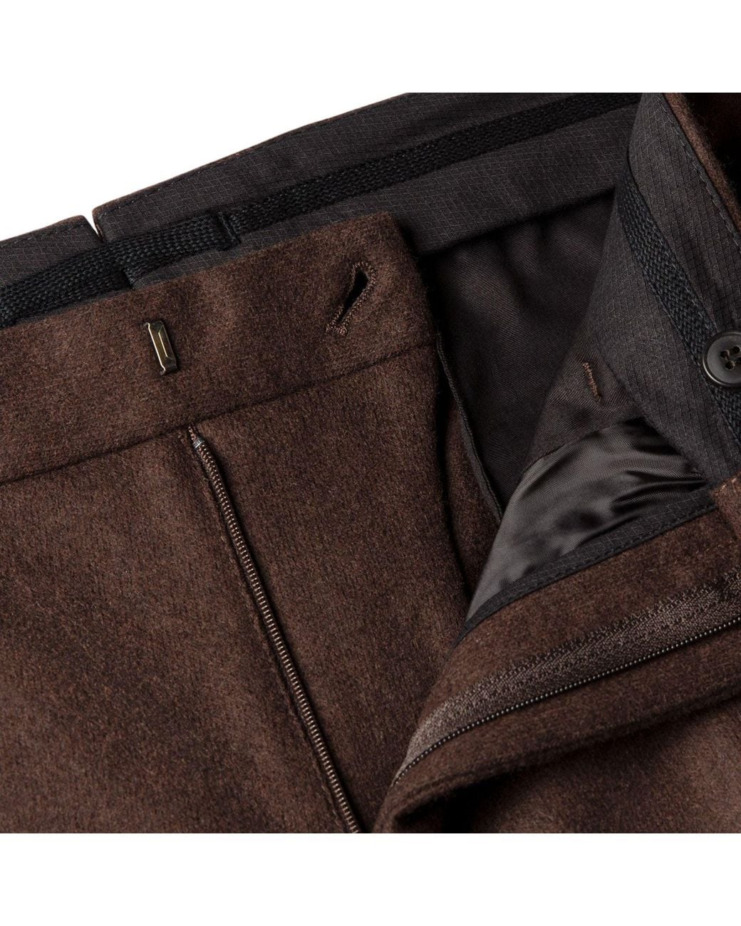 Sunspel Brown Boiled Wool Trousers for men