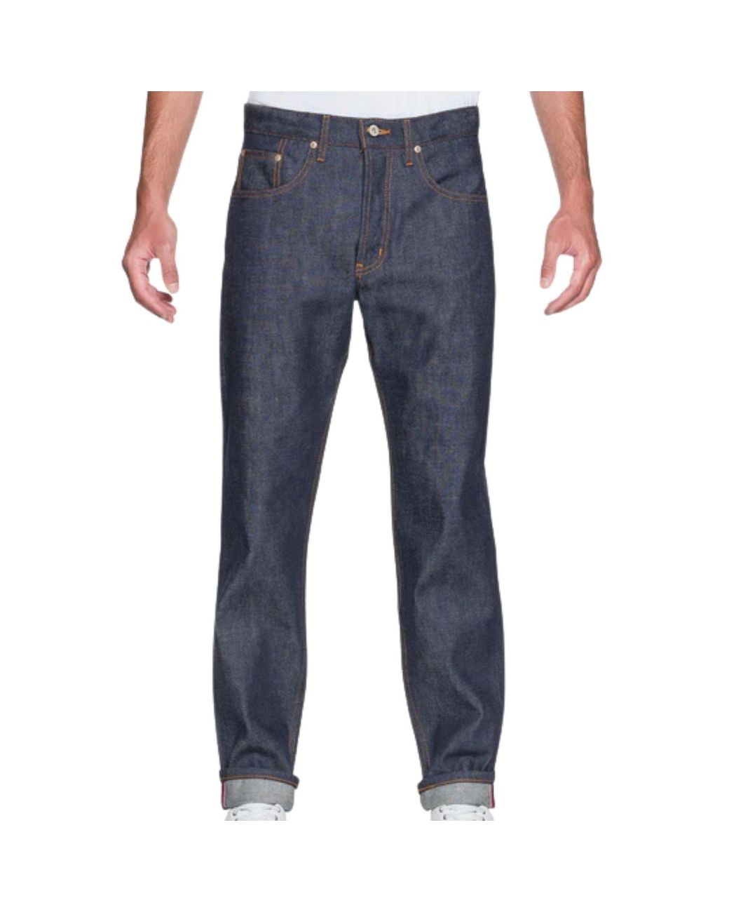 Naked & Famous Blue Weird Guy Dirty Fade Denim Jeans for men