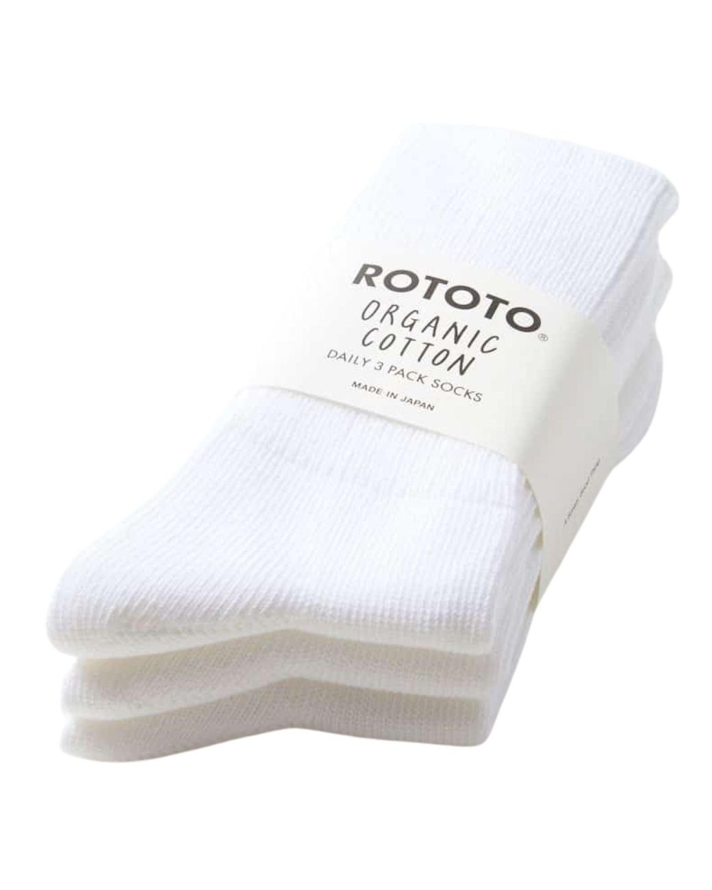 RoToTo Socks White Daily 3 Pack Ribbed Crew Socks for men