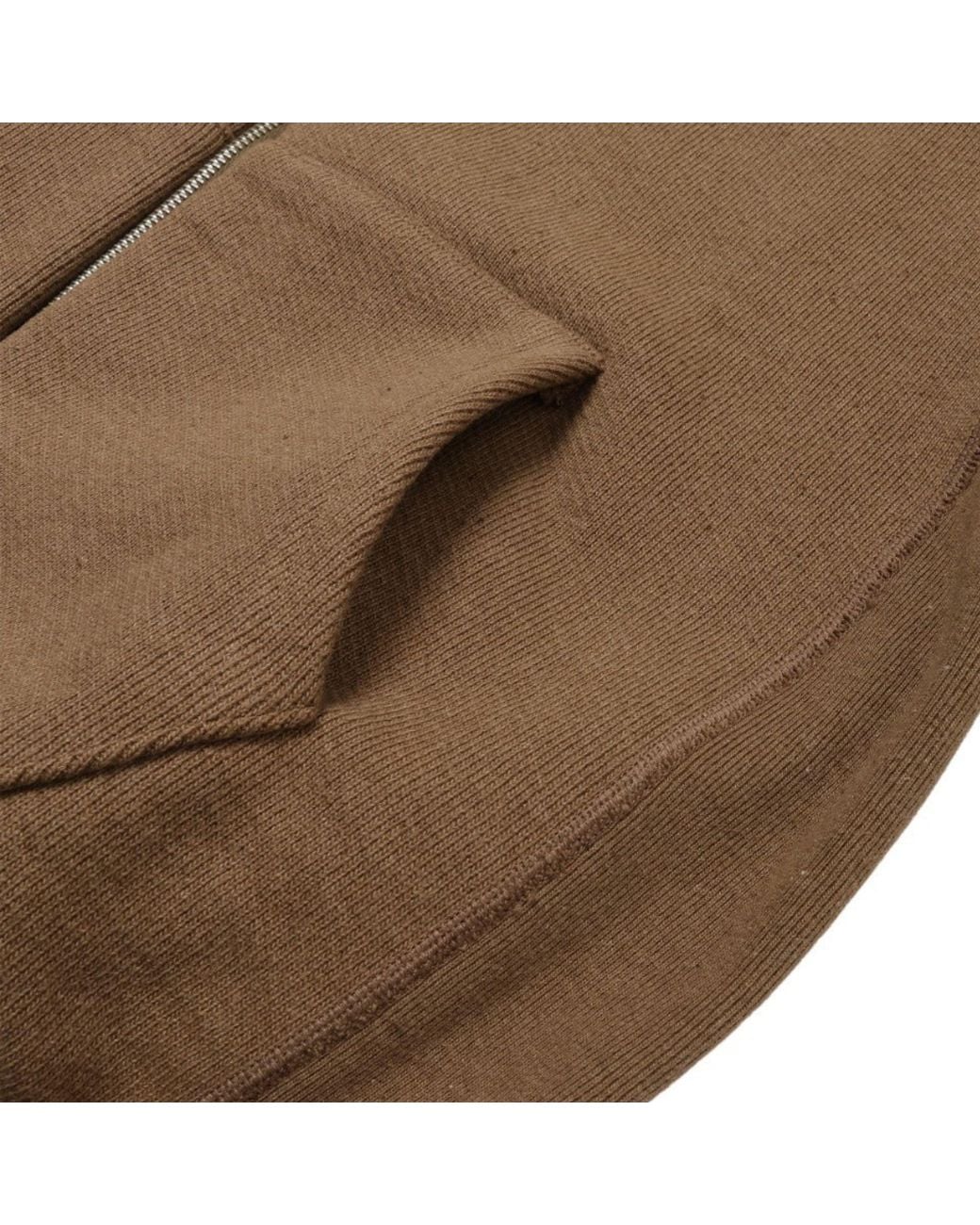 Wonder Looper Brown Double Heavyweight Iron Mordant Foxfibre Zip Hoodie for men