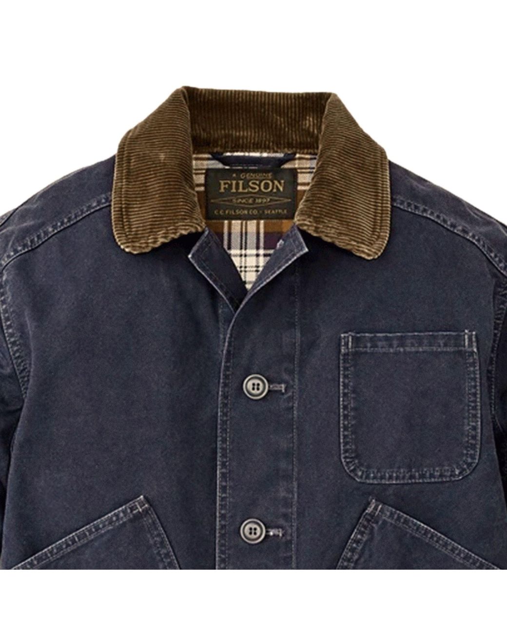 Filson Blue Canvas Outfitter Jacket for men