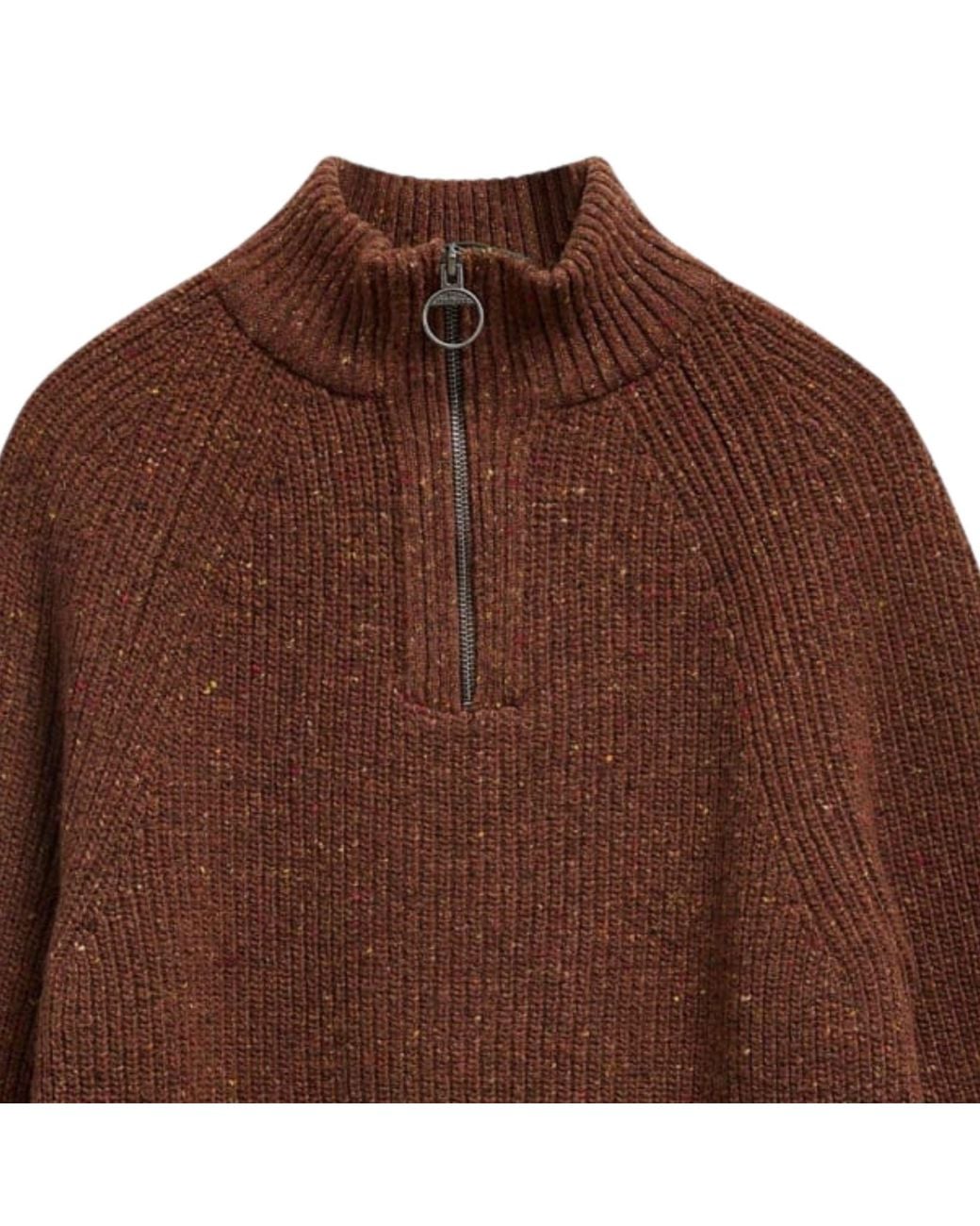 Barbour Brown Fleck Half Zip for men