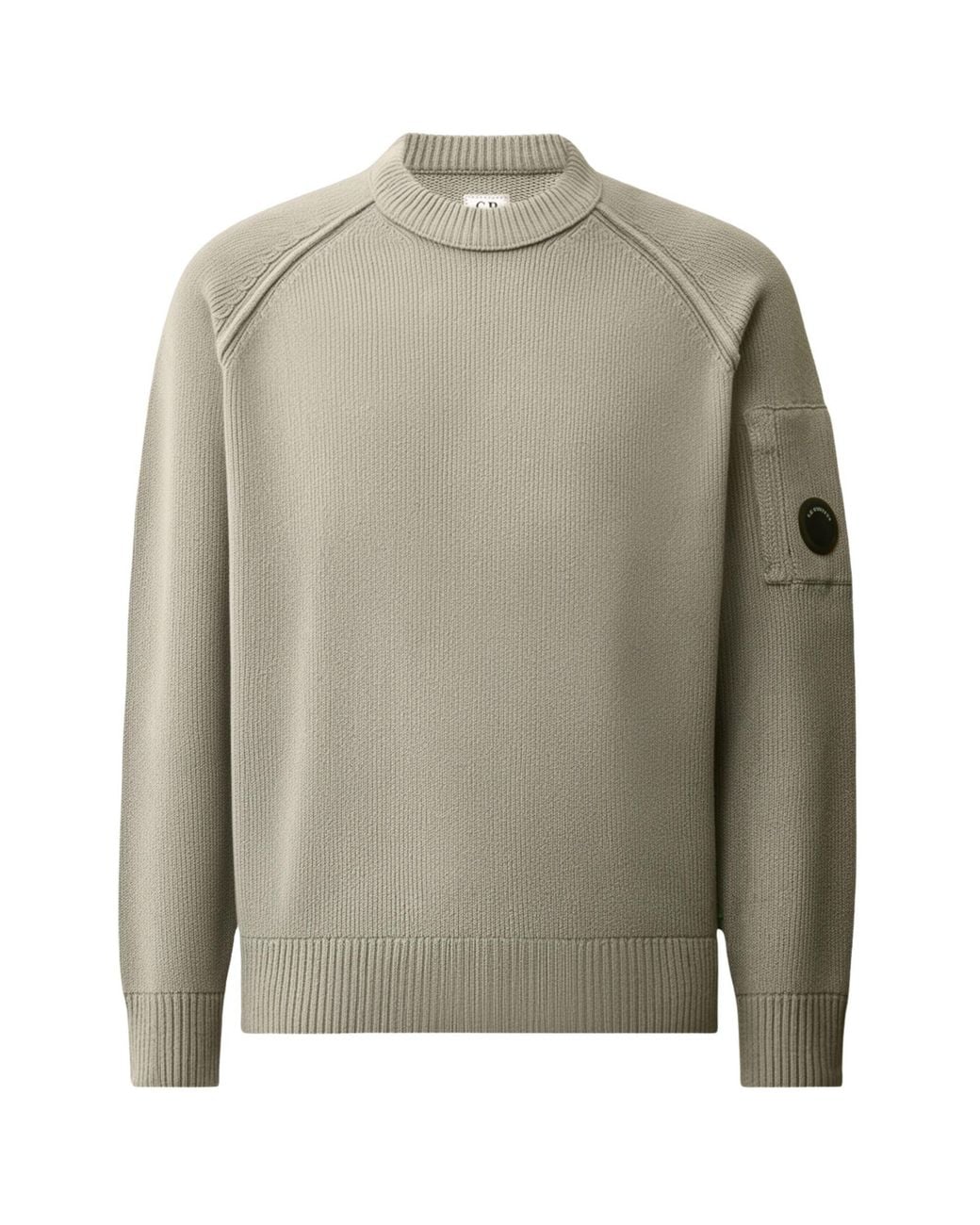 C P Company Gray C.P Company Chenille Cotton Lens Crewneck Sweater for men