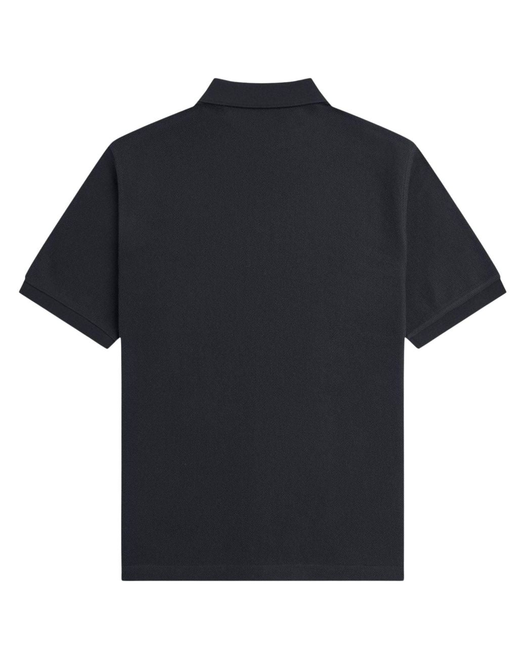 Fred Perry Black Panelled Button Through Polo Shirt for men