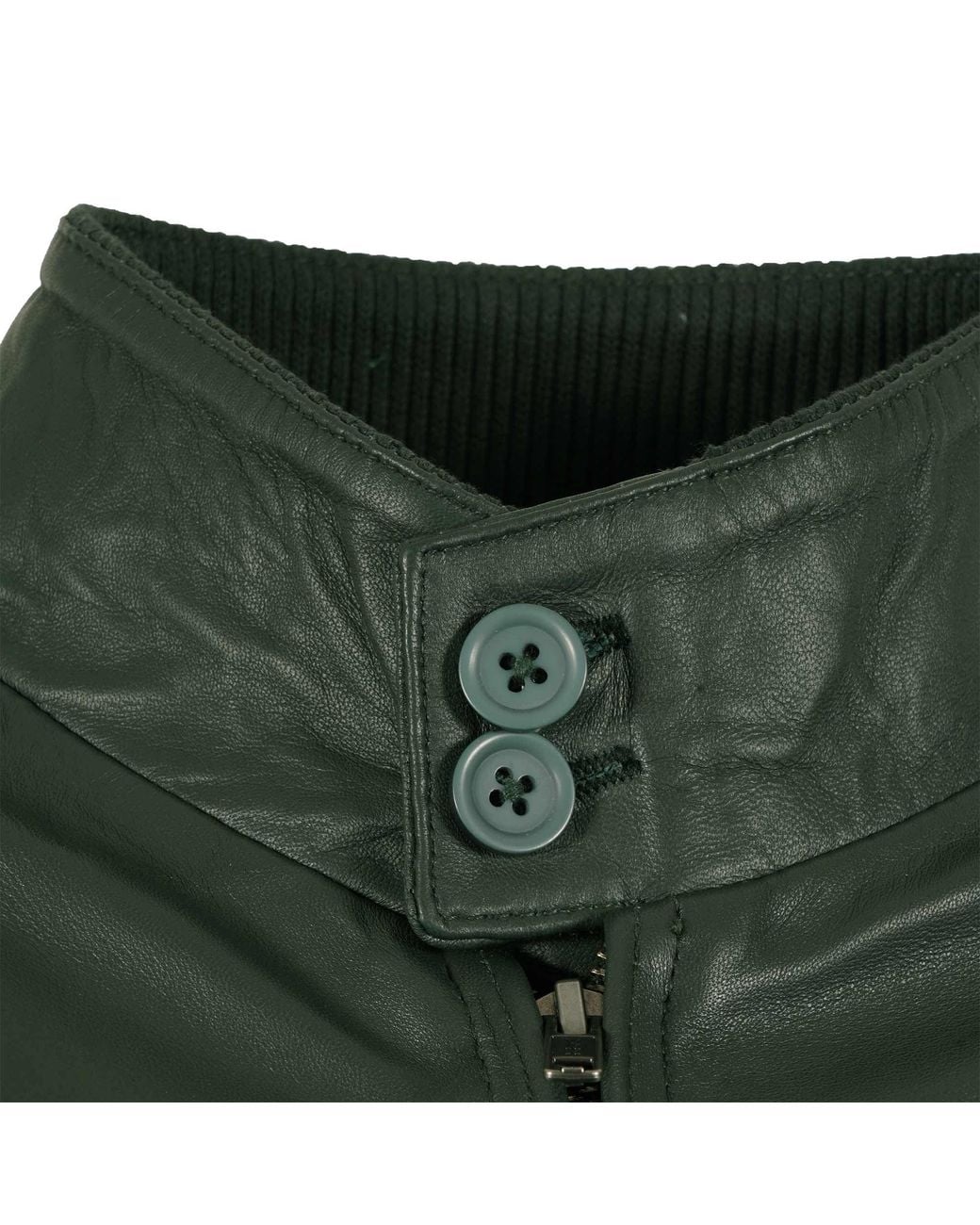 real hoxton Green Leather Harrington Jacket for men