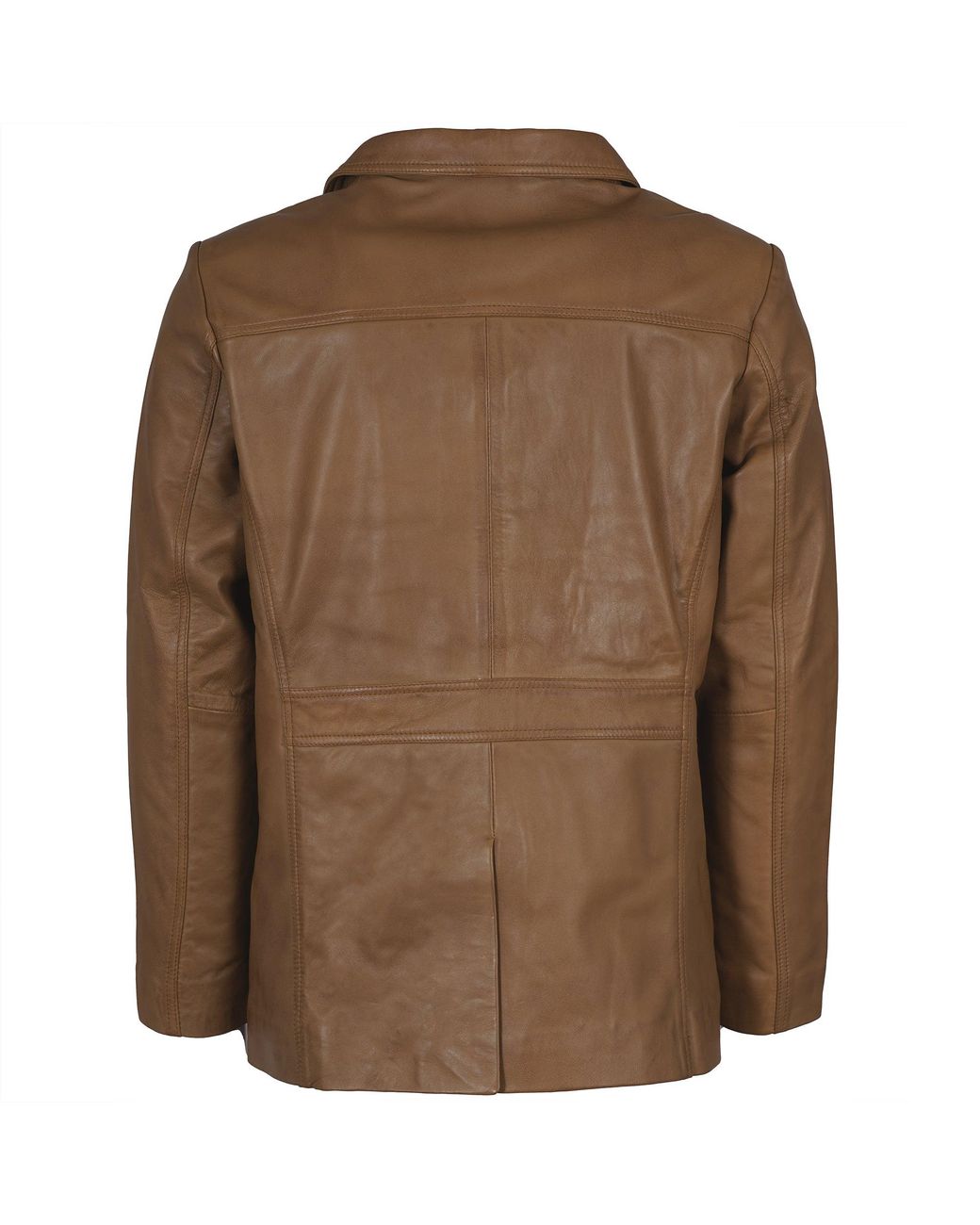 real hoxton Brown Leather Reefer Jacket for men