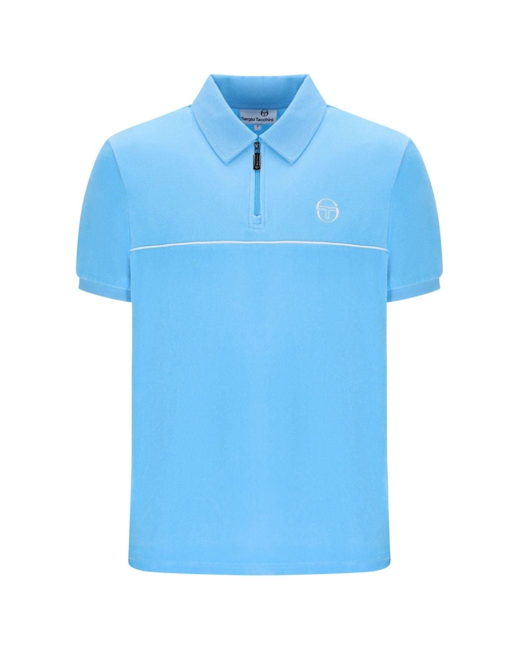 Sergio Tacchini Blue Cardona Velour Zip Polo Shirt for men