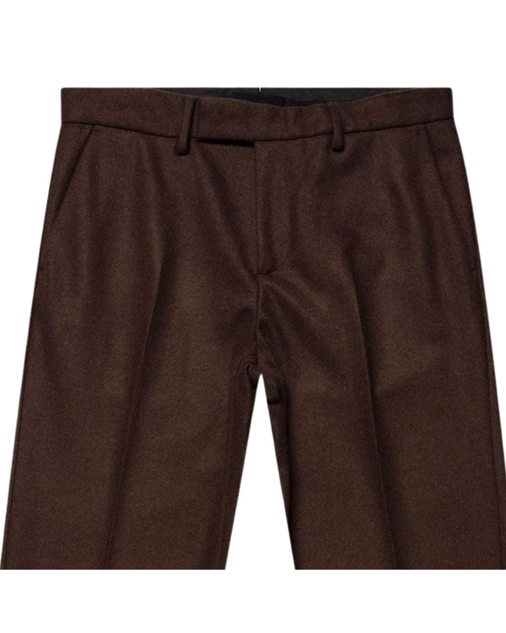 Sunspel Brown Boiled Wool Trousers for men