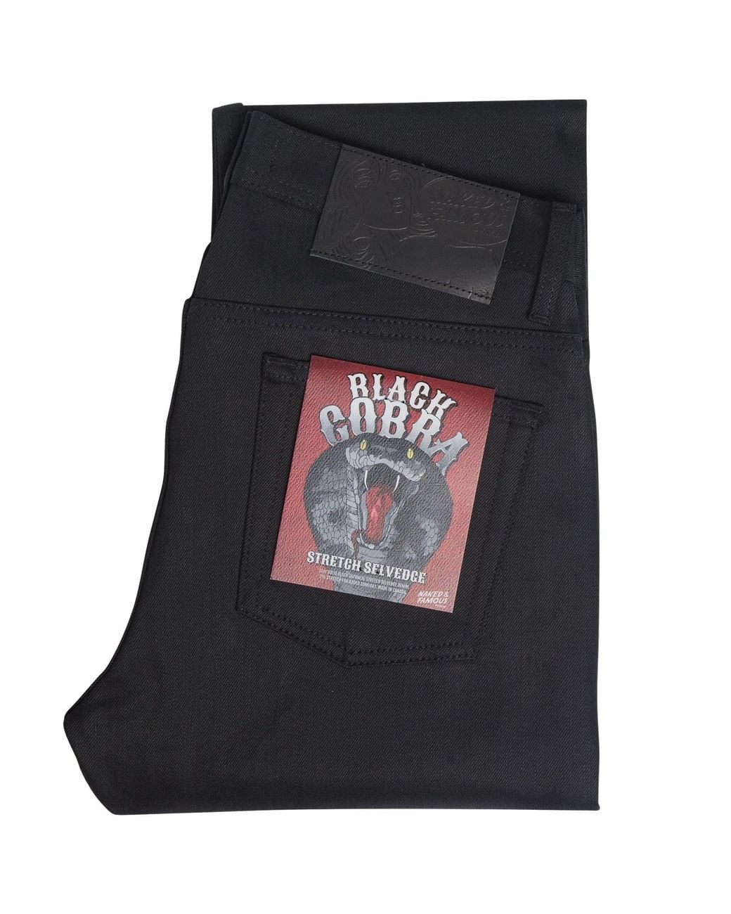 Naked & Famous Black Weird Guy Cobra Stretch Selvedge for men