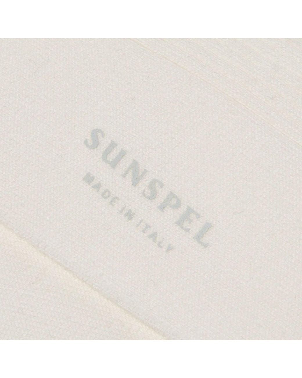 Sunspel White Cotton Ribbed Socks for men