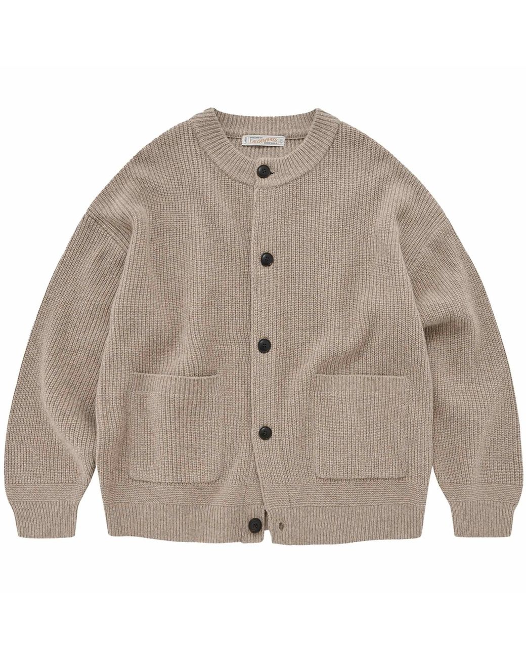 FRIZMWORKS Gray Heavy Wool Round Cardigan for men