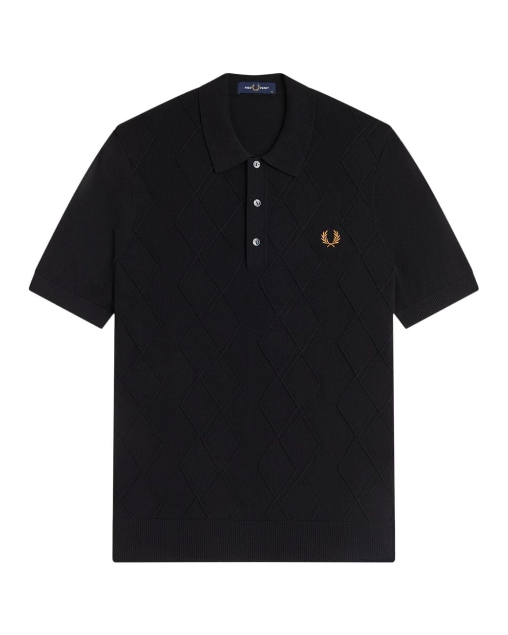 Fred Perry Black Cable Knitted Shirt for men