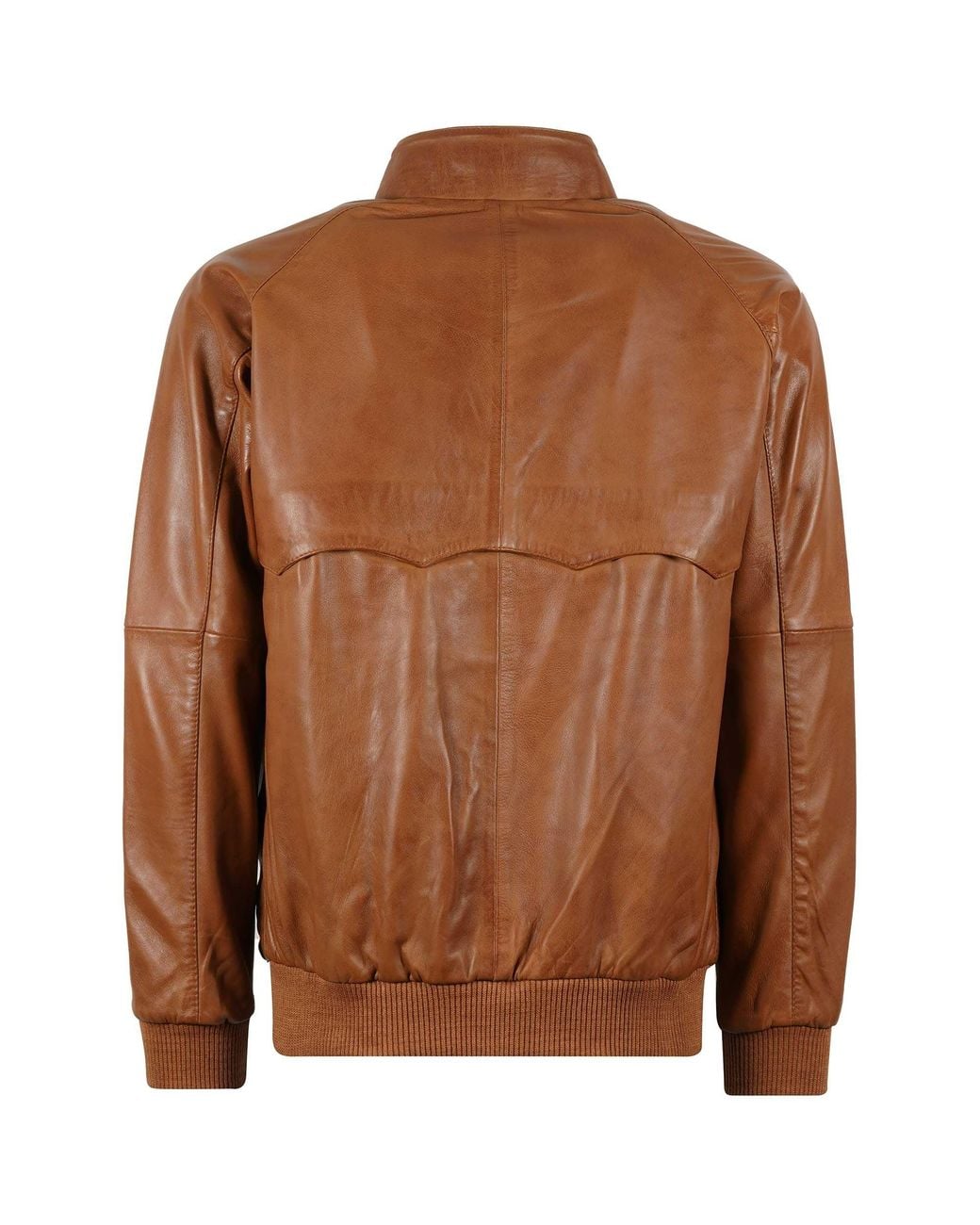 real hoxton Brown Leather Harrington Jacket for men