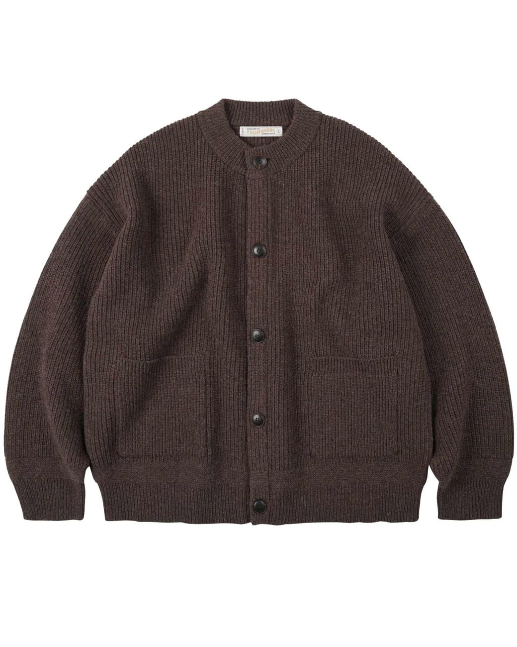 FRIZMWORKS Brown Heavy Wool Round Cardigan for men