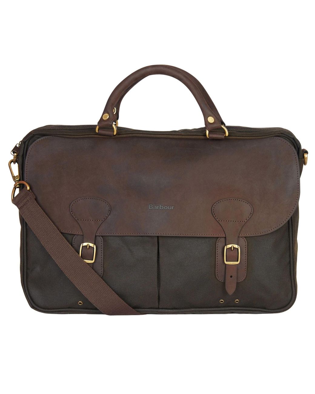 Barbour Brown Wax Leather Briefcase for men