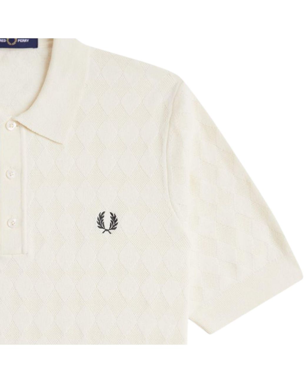Fred Perry White Pointelle Knitted Shirt for men