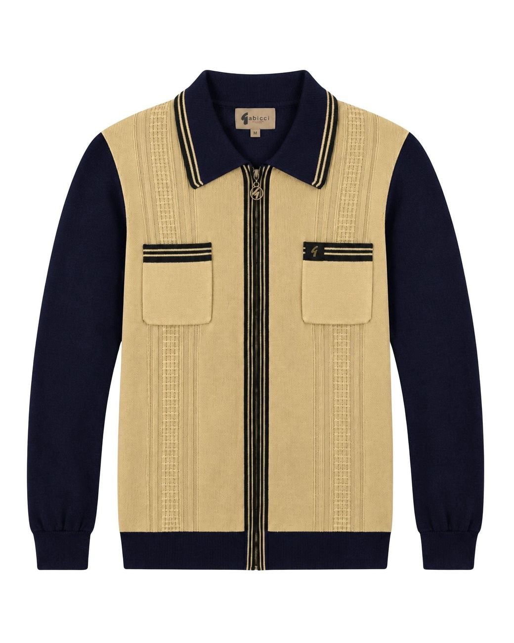 Gabicci Blue Lucerne Long Sleeve Zip Thru Knit for men