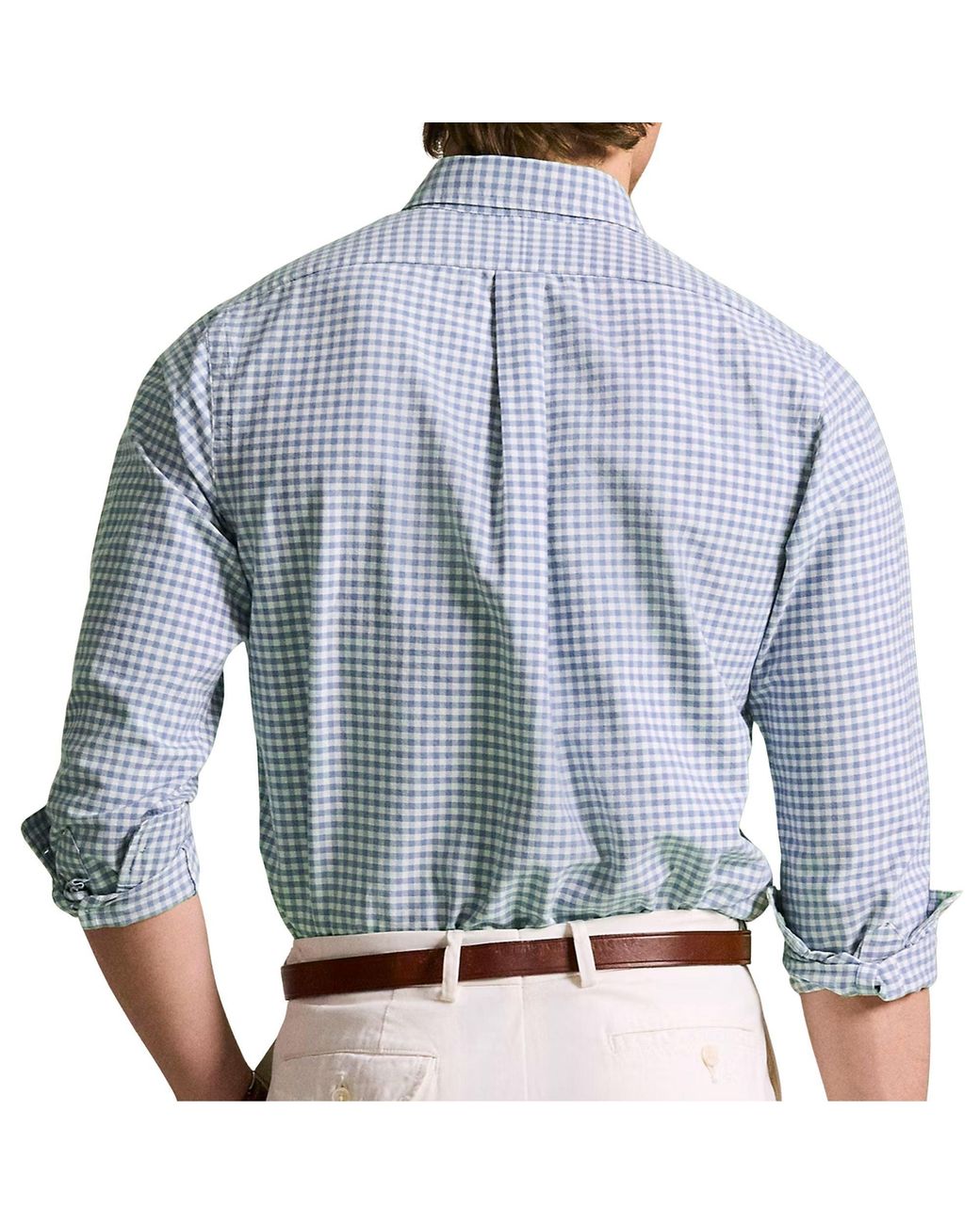 Polo Ralph Lauren Blue Custom Fit Gingham Oxford Shirt for men