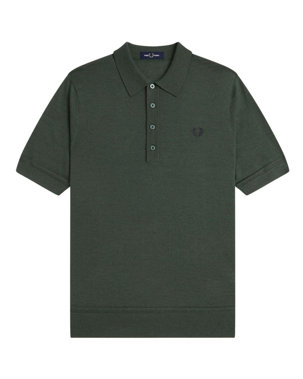 Fred Perry Green Fine Knit Shirt for men