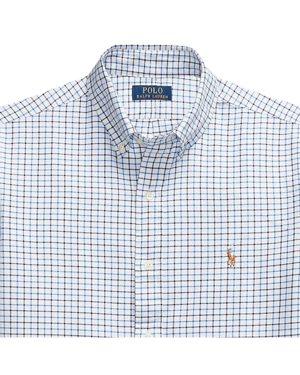Polo Ralph Lauren Blue Custom Fit Tattersall Oxford Shirt for men