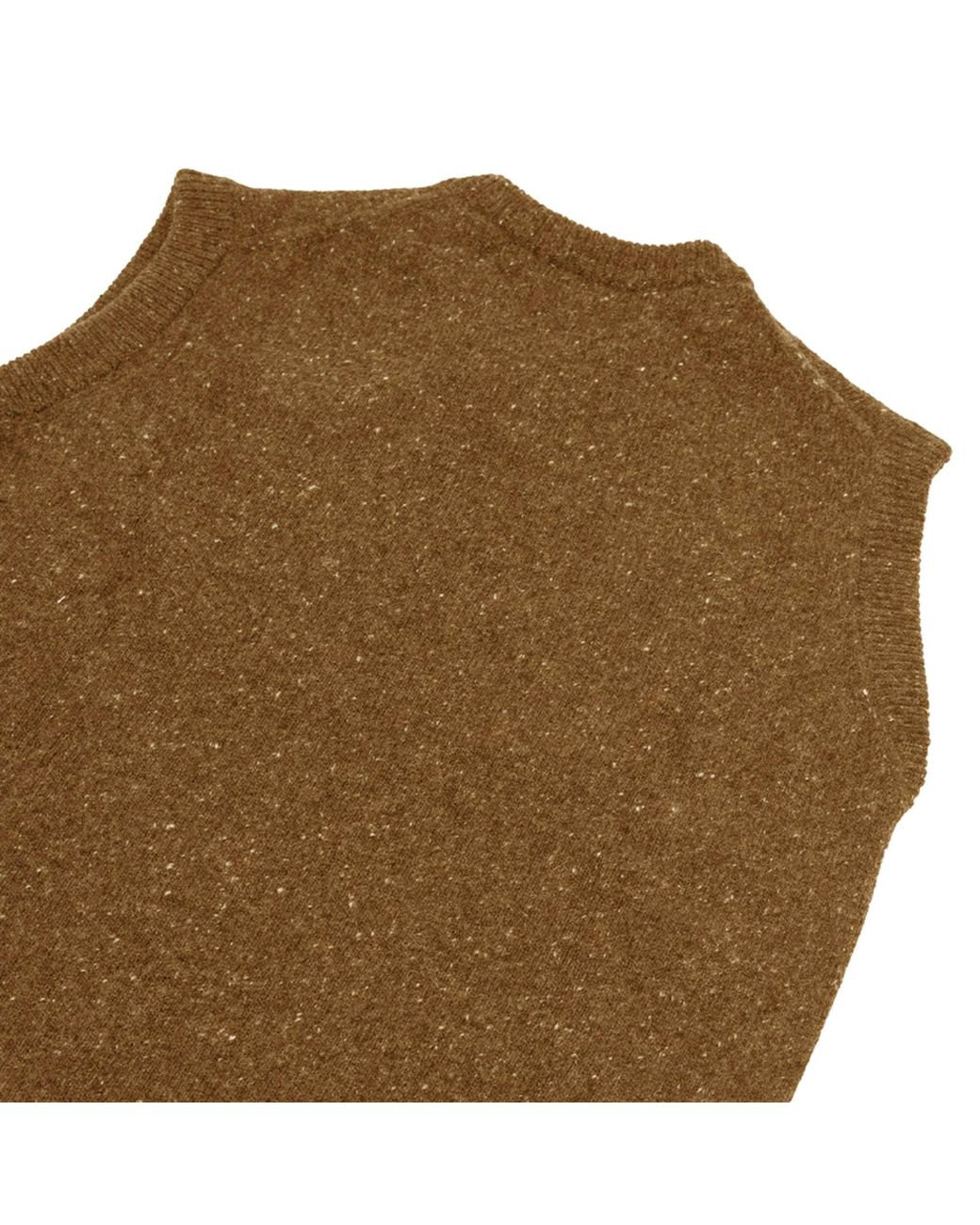 Universal Works Brown Sweater Vest Wool Fleck for men