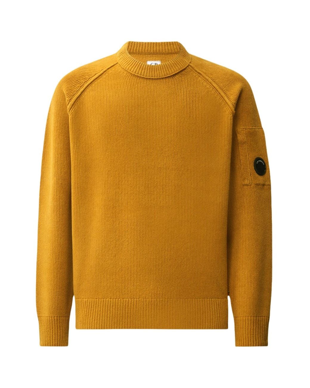 C P Company Yellow Chienille Cotton Knitwear Crewneck Jumper for men