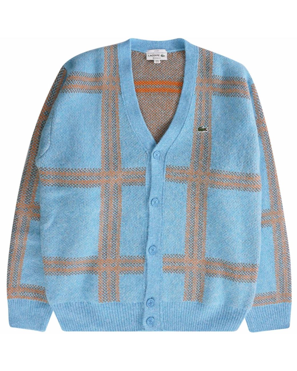 Lacoste Checked Blend Wool Jacquard Cardigan - Multi in Blue for Men ...