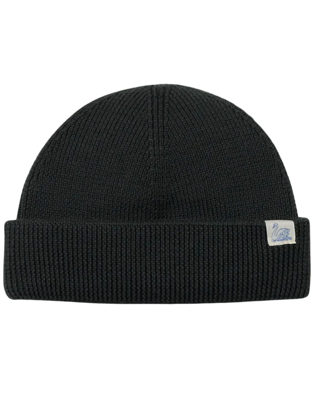 Merz B. Schwanen Black Merino Wool Watch Cap for men