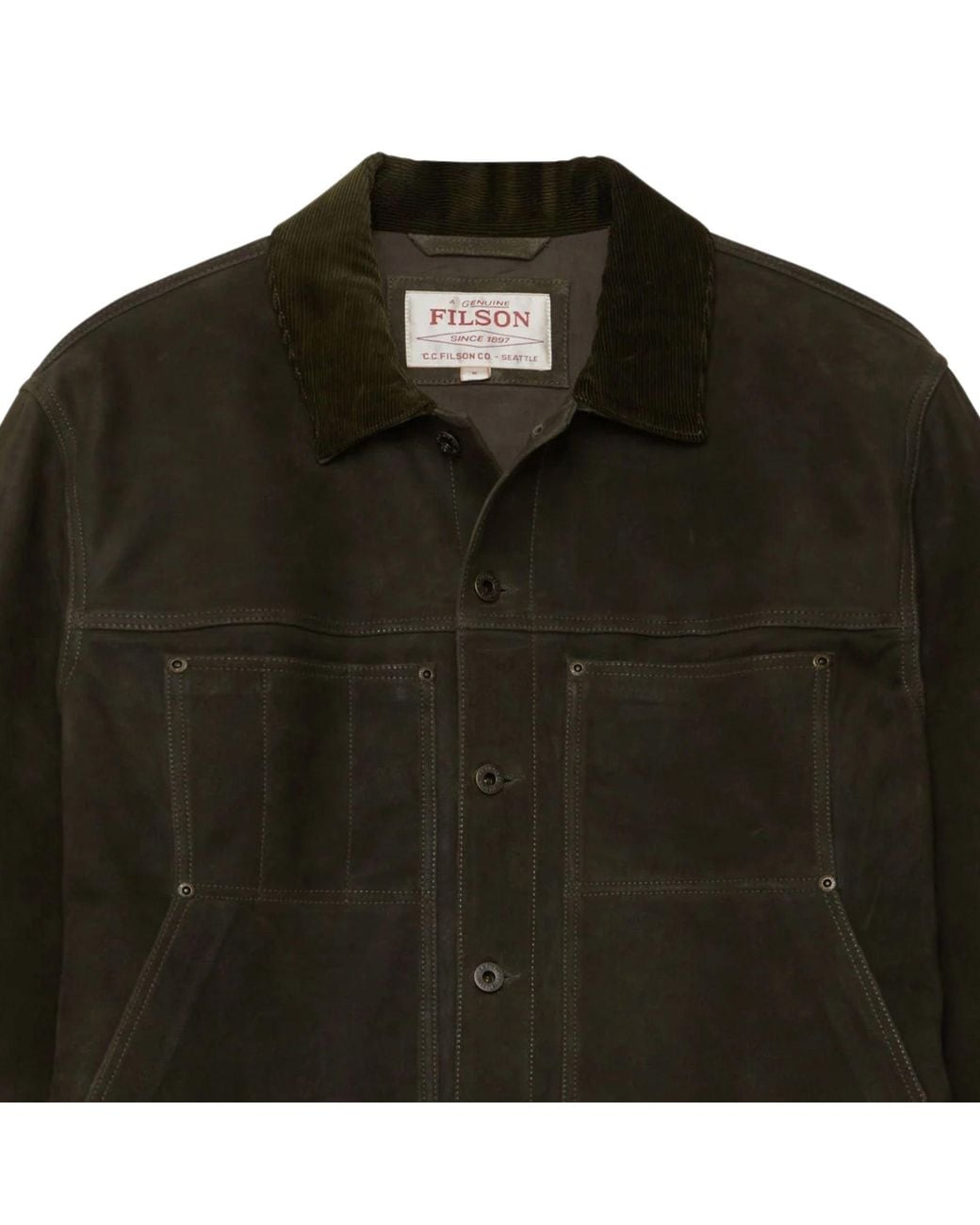 Filson Green Waxed Suede Short Cruiser for men