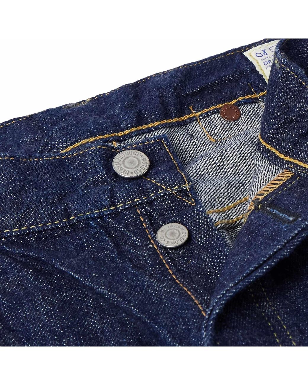 Orslow Blue Grand Dad's Straight-Leg Selvedge Jeans for men