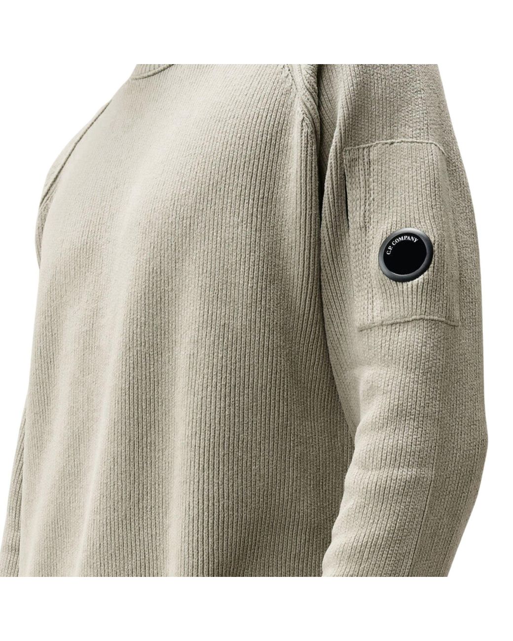 C P Company Gray C.P Company Chenille Cotton Lens Crewneck Sweater for men