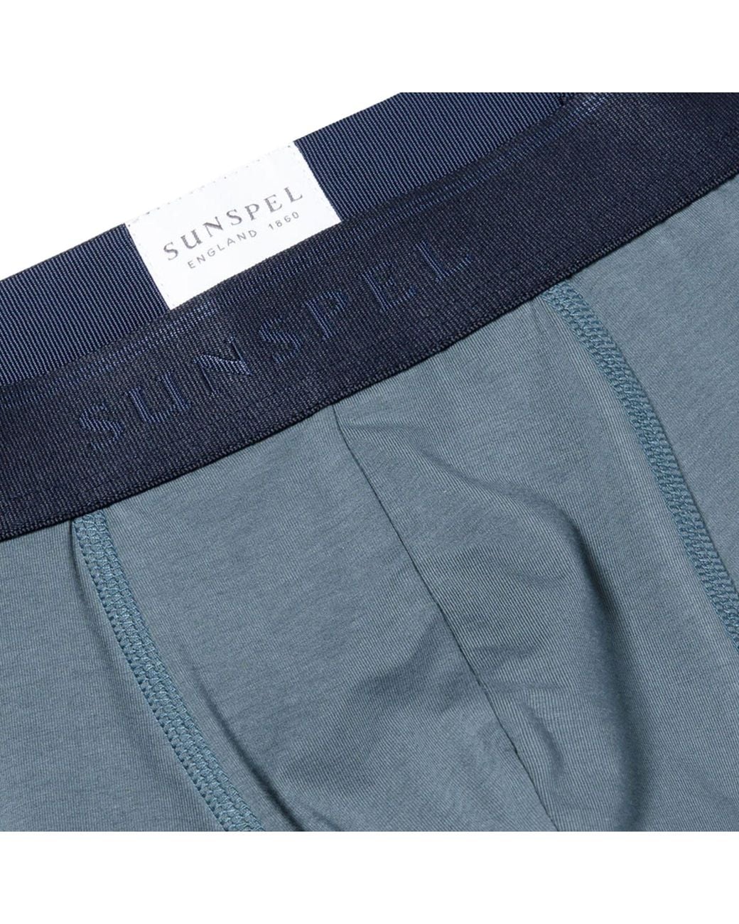 Sunspel Blue Stretch Cotton Boxer Briefs for men