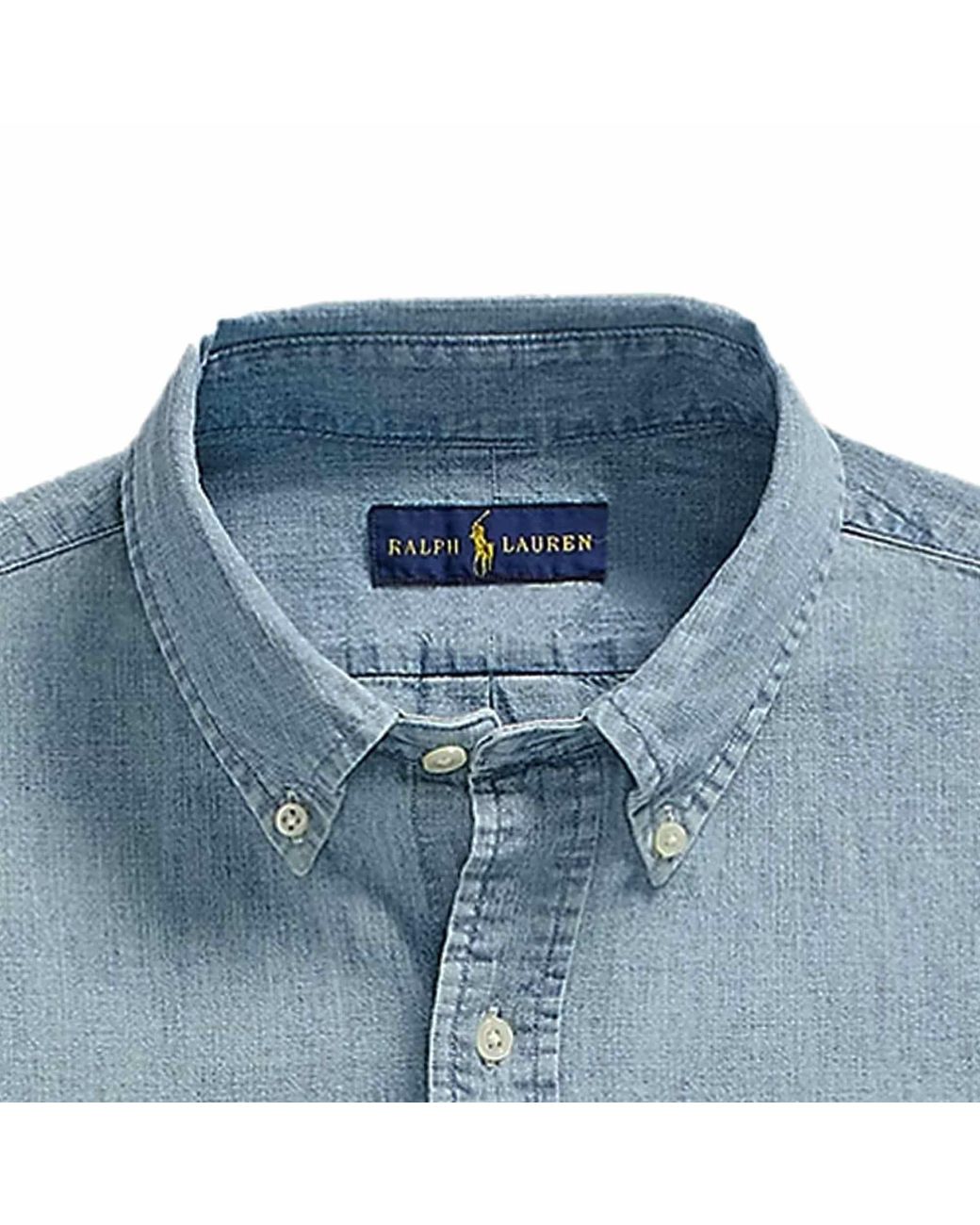 Polo Ralph Lauren Blue Custom Fit Shirt for men