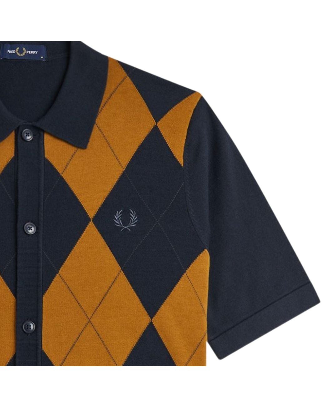 Fred Perry Blue Argyle Button Through Shirt for men