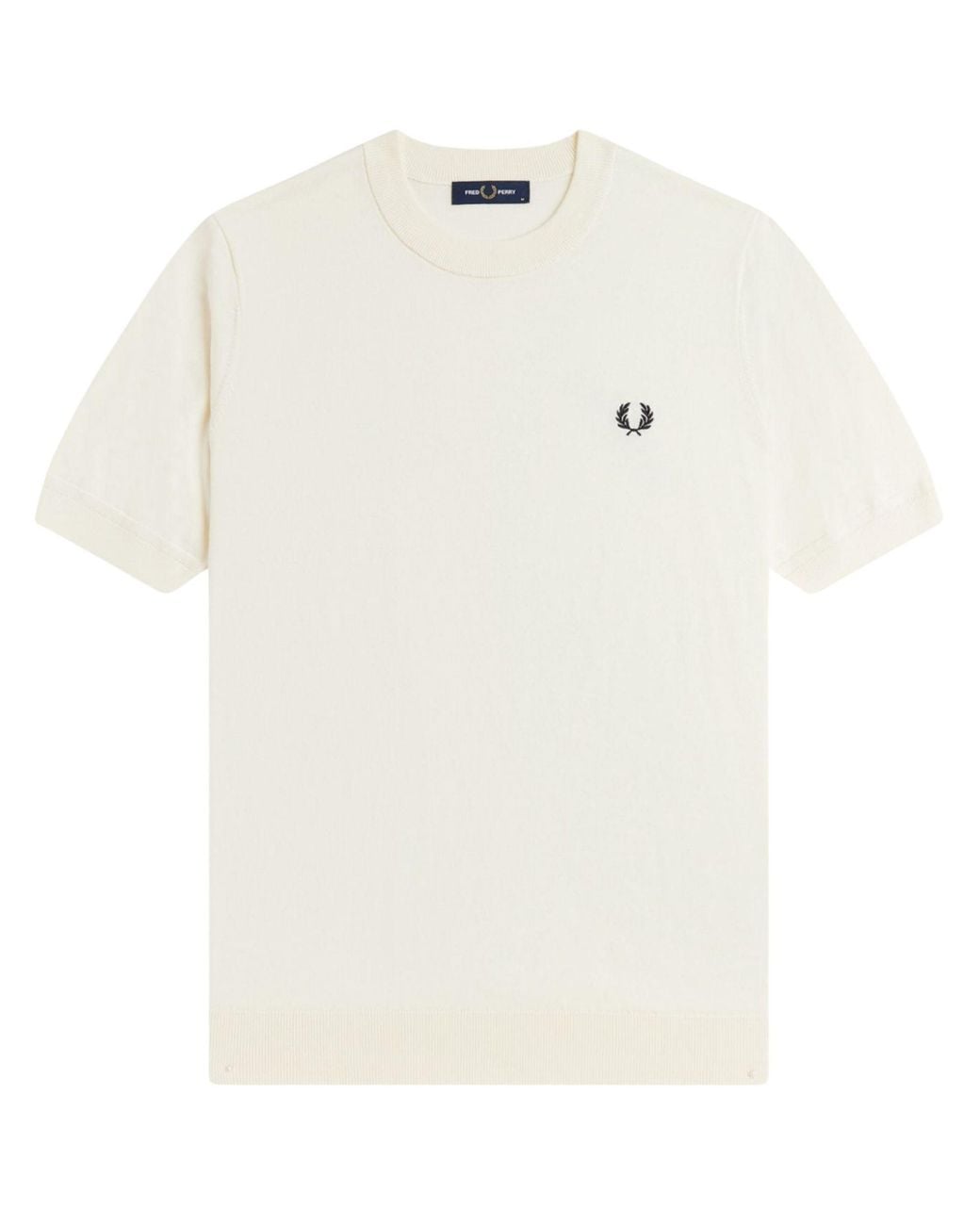 Fred Perry White Long Staple Cotton Knitted T-Shirt for men