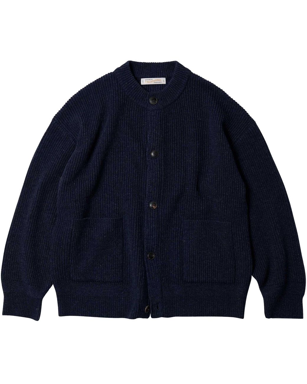 FRIZMWORKS Blue Heavy Wool Round Cardigan for men