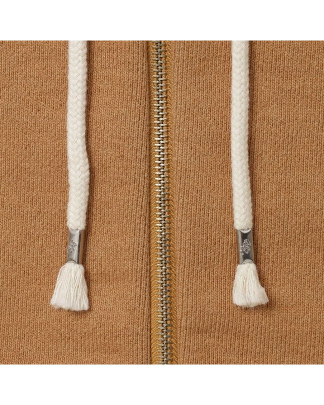 Wonder Looper Brown Double Heavyweight French Terry Foxfibre Zip Hoodie for men