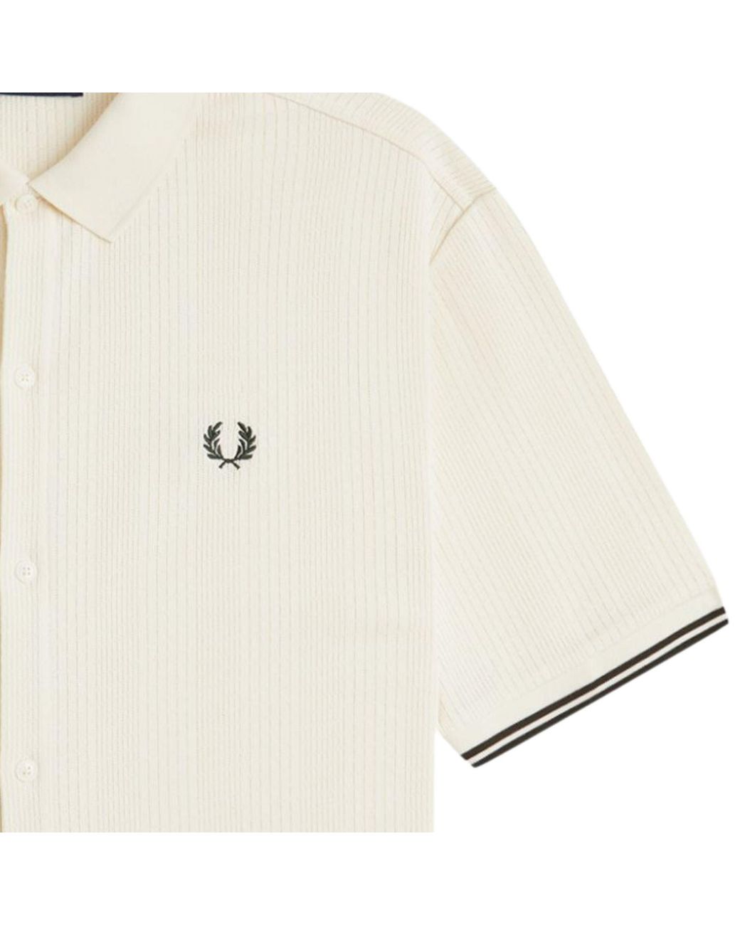 Fred Perry Natural Pointelle Button Through Polo Shirt for men