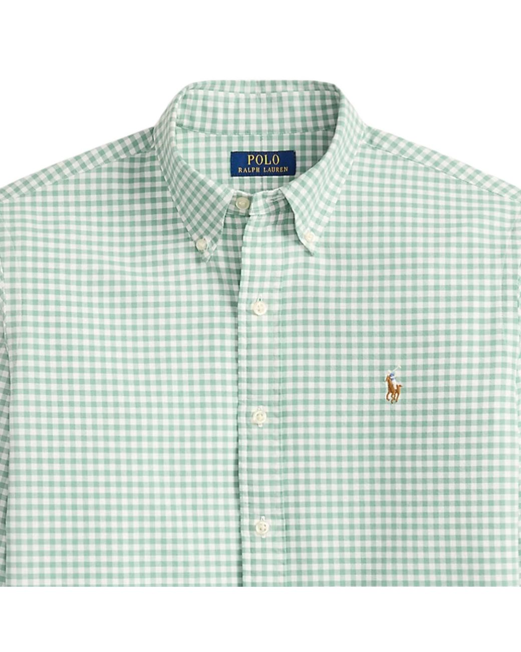 Polo Ralph Lauren Green Custom Fit Gingham Oxford Shirt for men