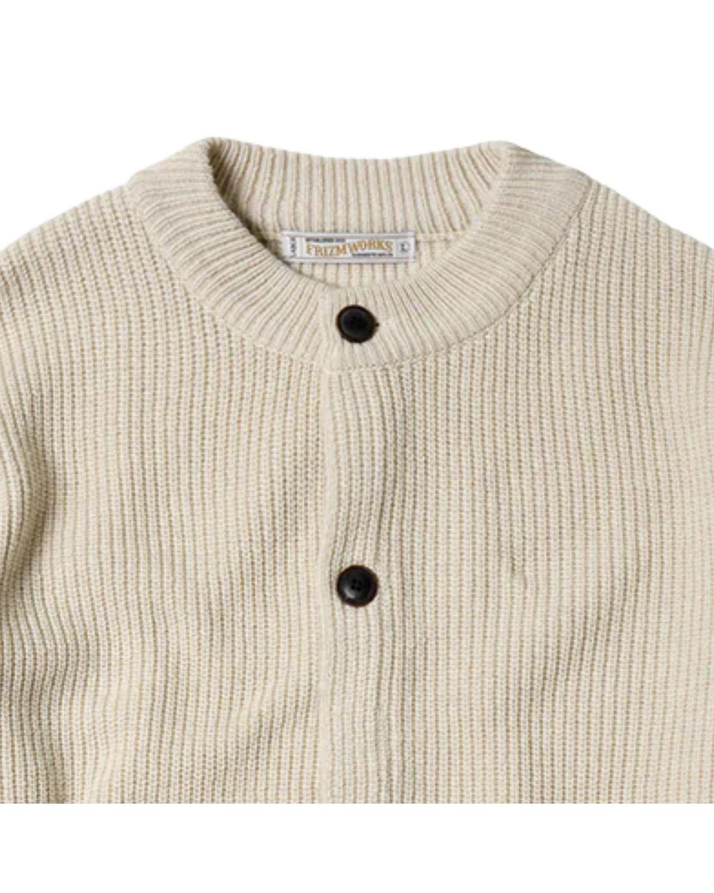FRIZMWORKS Natural Heavy Wool Round Cardigan for men
