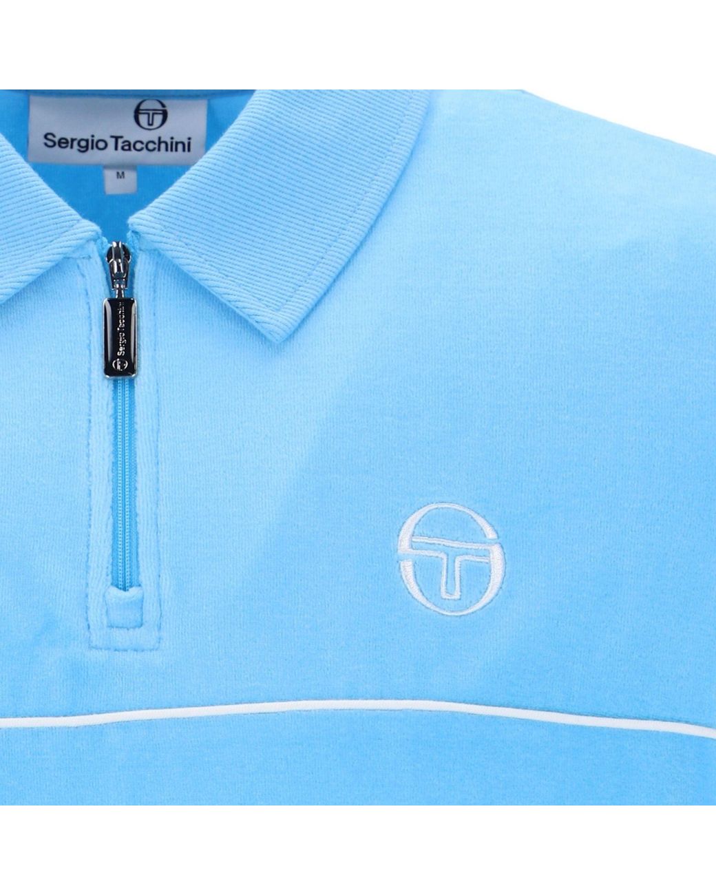 Sergio Tacchini Blue Cardona Velour Zip Polo Shirt for men