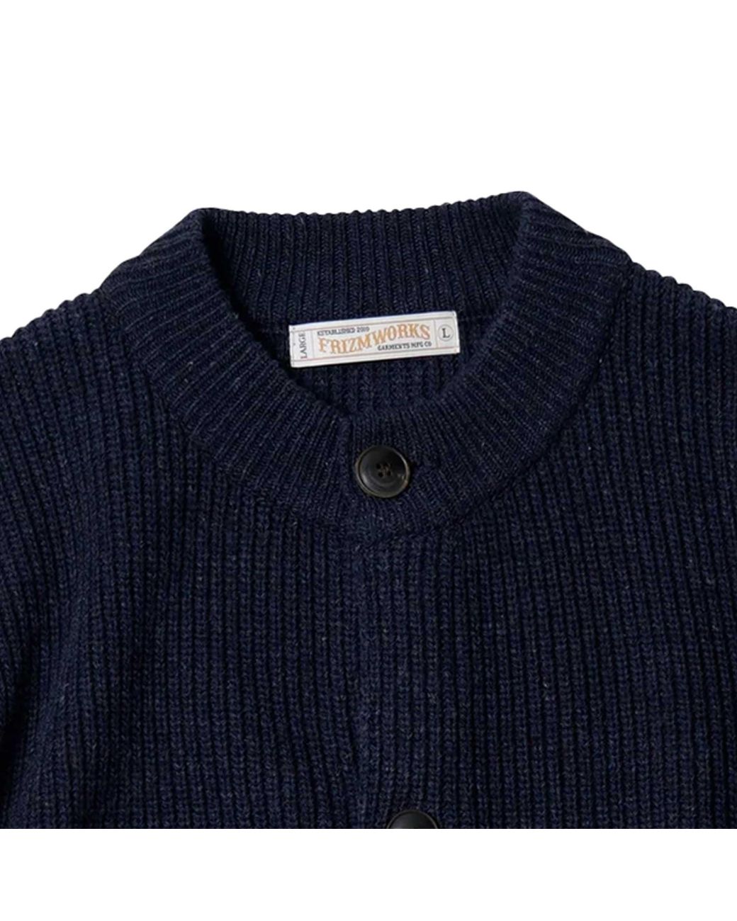 FRIZMWORKS Blue Heavy Wool Round Cardigan for men